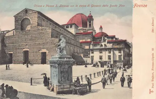 Italien Firenze Florenz Chiesa Piazza S Lorenzo Statua di Giovanni Bande Postkarte