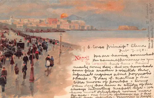 Italien Napoli Neapel 1901 Via Caracciolo Vintage Postkarte