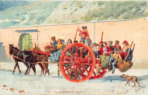 Italien Napoli Neapel Carretta de Pacchiane Mercatori Kaufmannswagen Postkarte