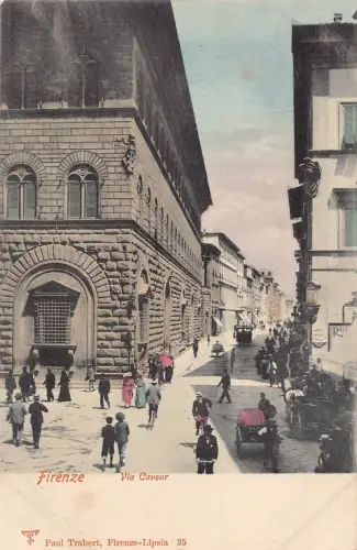 Italien Firenze Florenz Via Cavour Street Vintage Postkarte