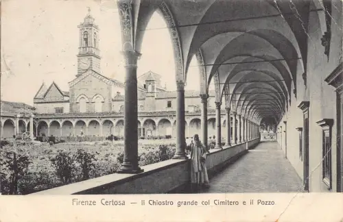 Italien Florenz Firenze Certosa 1914 Chiostro Grande Cimitero Pozzo Postkarte