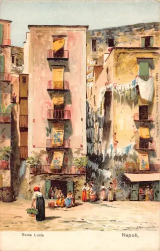 Italien Napoli Neapel Santa Lucia Einheimische Frauen Vintage Postkarte.