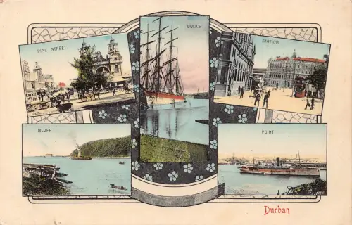 Südafrika Durban Multi-View Bluff Point Bahnhof Dock Dampfschiff Postkarte