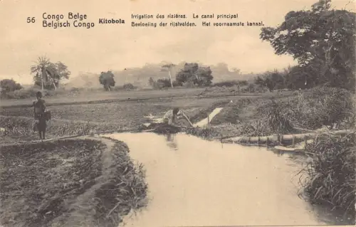 Belgisch Kongo Kitobola Reisbewässerung Der Hauptkanal Postkarte B982
