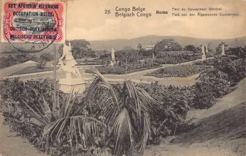 Belgisch Kongo Boma Park des Generalgouverneurs Vintage Postkarte B984