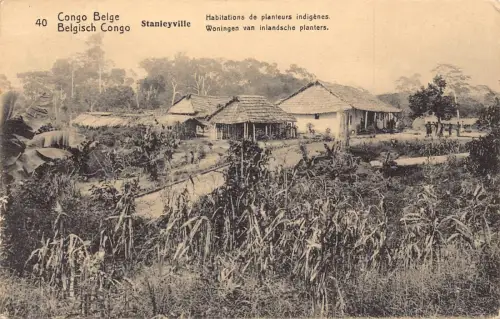 Belgisch Kongo Stanleyville Häuser der Ureinwohner Ethnisch 1917 Postkarte B984