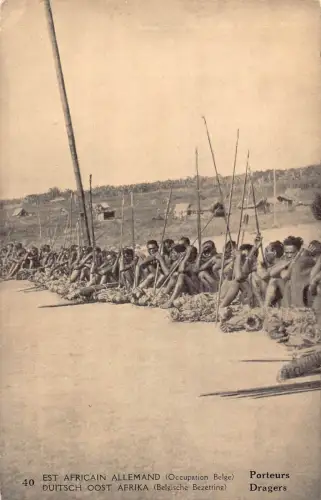 Deutsch Ostafrika Belgisch Ok Kongo Dragers Krieger Ethno Postkarte B984