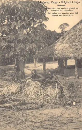 Belgisch Kongo Korb Handwerk für Gummitransport Ureinwohner Ethnisch 1914 Postkarte B984