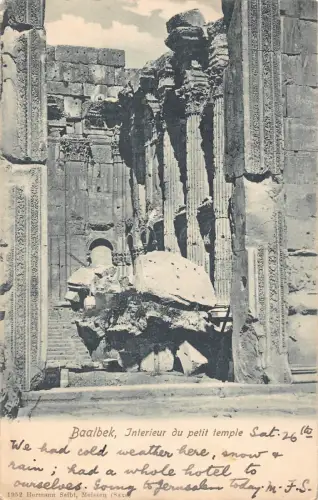 Libanon 1904 Baalbek Innenraum des kleinen Tempels alte Postkarte B995