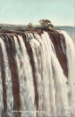 Simbabwe Victoriafälle von Livingstone Island Vintage Postkarte