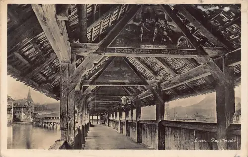 Schweiz Luzern Kapellbrücke Vintage Postkarte