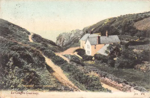Guernsey 1921 Le Gouffre Bay House Vintage Postkarte