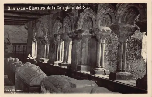 Spanien Santiago Claustro de la Colegiata del Sar Vintage Postkarte