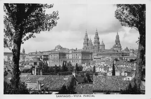Spanien Santiago Vista Parcial View Vintage Postkarte