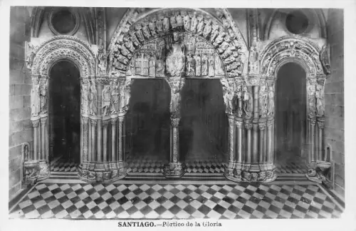 Spanien Santiago Portico de la Gloria Vintage Postkarte