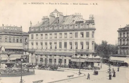 C044 Frankreich Bordeaux Place de la Comedie Hotel Gobineau 1911 Vintage Postkarte