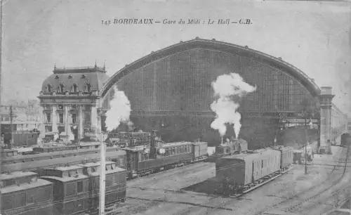 Frankreich Bordeaux Gare du Midi Dampfbahnhof Bahnhof Vintage Postkarte C322