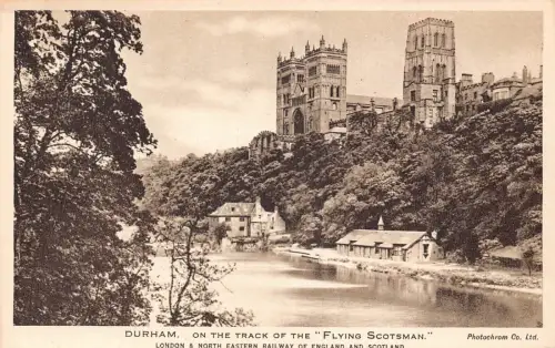 A087 Scotland Castle Durham Track of Flying Scotsman Vintage Postkarte