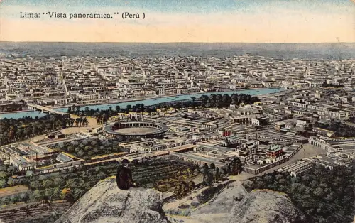 L331 Peru Lima Vista Panoramica Panorama Vintage Postkarte