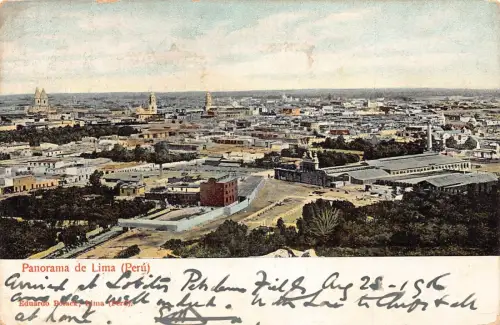 L331 Peru Lima Panoramablick Litho Vintage Postkarte