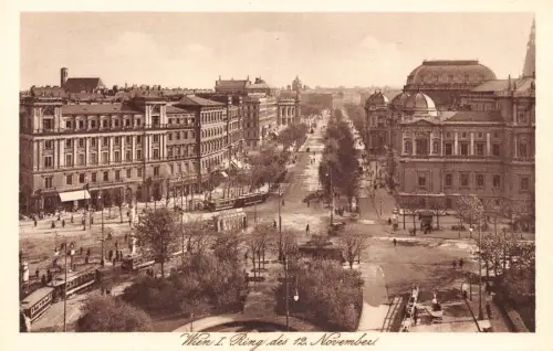 Österreich Wien Wien 1929 Ring des 12 November Straßenbahn Vintage Postkarte