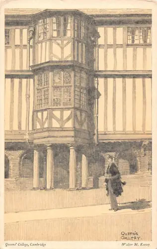 England Cambridge Queens' College Gallery gezeichnete Postkarte