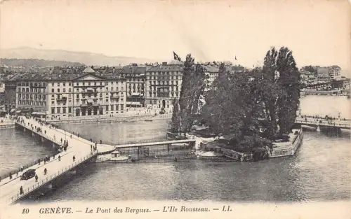 L072 Schweiz, Genf - Le Pont des Bergues - Brücke Vintage Postkarte