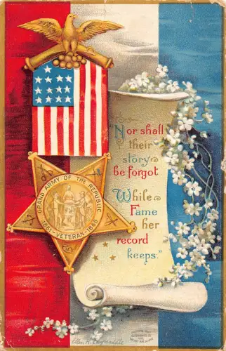 A972 USA 1909 Medaille Grand Army of the Republic Blumen geprägter Adler Postkarte