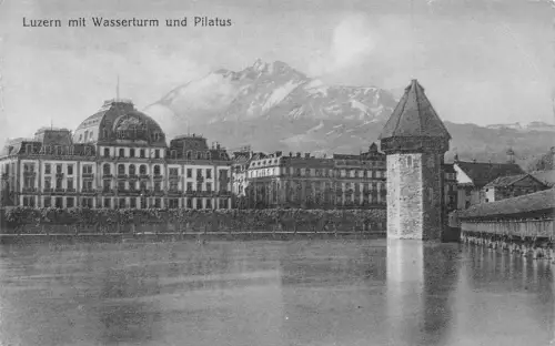 A962 Schweiz Luzern mit Wasserturm und Pilatus Turm Vintage Postkarte