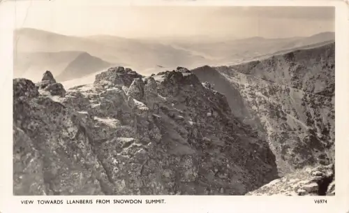 A953 Wales Blick auf Llanberis vom Snowdon Summit Vintage Postkarte