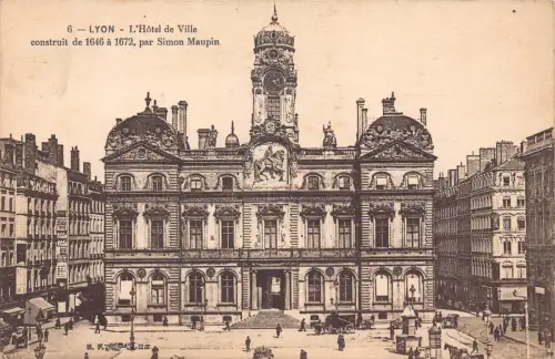 C052 Frankreich Lyon L'Hotel de Ville Vintage Postkarte