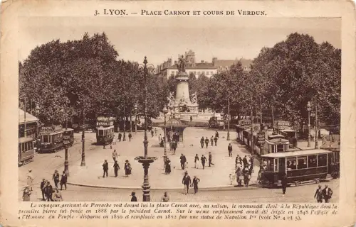 C052 Frankreich Lyon Place Carnot et cours de Verdun Vintage Postkarte