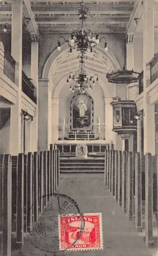 Island Reykjavik Kirche Interioir Domkirkjan philatelistisches Interesse Postkarte C349