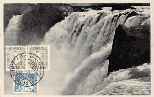 Island 1937 Gooafoss Wasserfall philatelistisches Interesse Postkarte C349