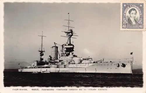 Chile 1936 Valparaiso Acorazado Schiff der chilenischen Armee Imirante RPPC Postkarte C349