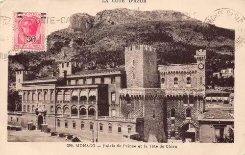 Monaco Palais du prince Tete de Chien Palace philatelistisches Interesse Postkarte C349