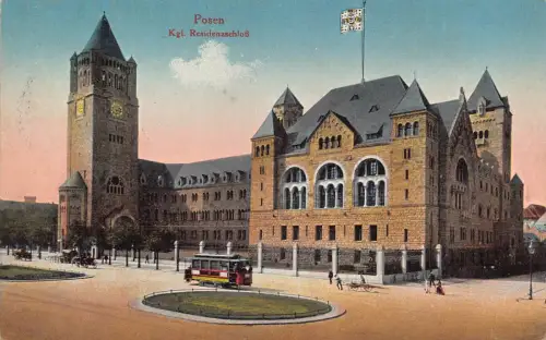Polen 1915 Posen Posen Kgl Residenzschloss Schloss Straßenbahn 1. Weltkrieg Feldpostkarte C370
