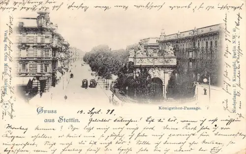 Polen 1898 Gruss aus Stettin Stettin Königsthor Passage Postkarte C370