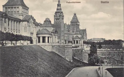 Polen Stettin Stettin Hakenterrasse Terrasse Vintage Postkarte C370