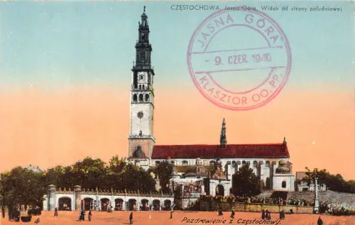 Polen Tschenstochau Jasna Gora Kloster Vintage Postkarte C370