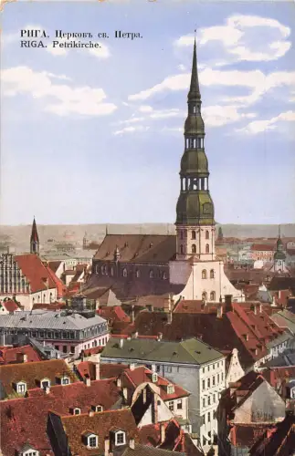 Lettland Riga Petrikirche Kirche Vintage Postkarte C371