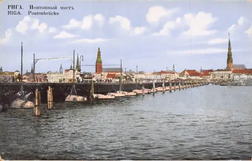 Lettland Riga Pontonbrücke Pontonbrücke Vintage Postkarte C371