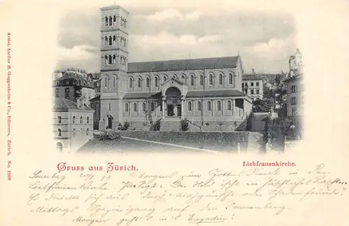 Schweiz Gruss aus Zuerich Liebfrauenkirche Kirche Postkarte C371
