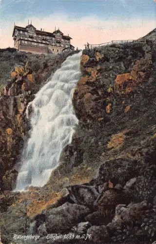 Polen Riesengebirge 1920 Riesengebirge Elbefall Wasserfall Postkarte C372