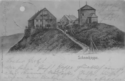 Polen 1899 Snezka Schneekoppe Riesengebirge Mondschein Vintage Postkarte C374