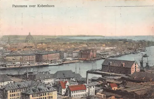 Dänemark 1911 Copengagen Panorama über Kobenhavn Vintage Postkarte C374