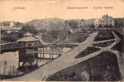 Polen 1914 Cholm Chelm Ogolny Widok Gesamtansicht Vintage Postkarte C377