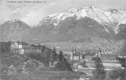 Österreich Innsbruck gegen Norden mit Berg Isel Vintage Postkarte C377