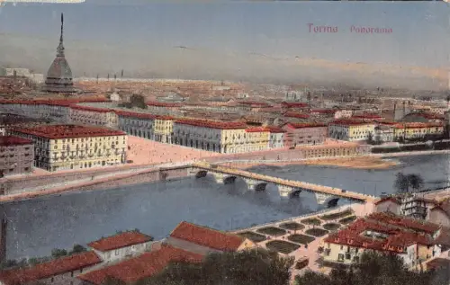 A976 Italien Turin Panoramabrücke Vintage Postkarte