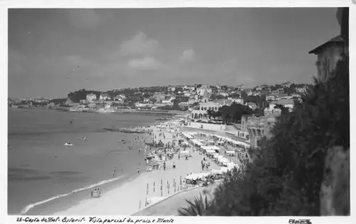Portugal Costa do Sol Estoril Teilansicht von Strand und Monte Vintage Postkarte